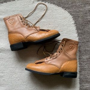 Ariat brown leather lace up boots! Worn once, amazing condition!